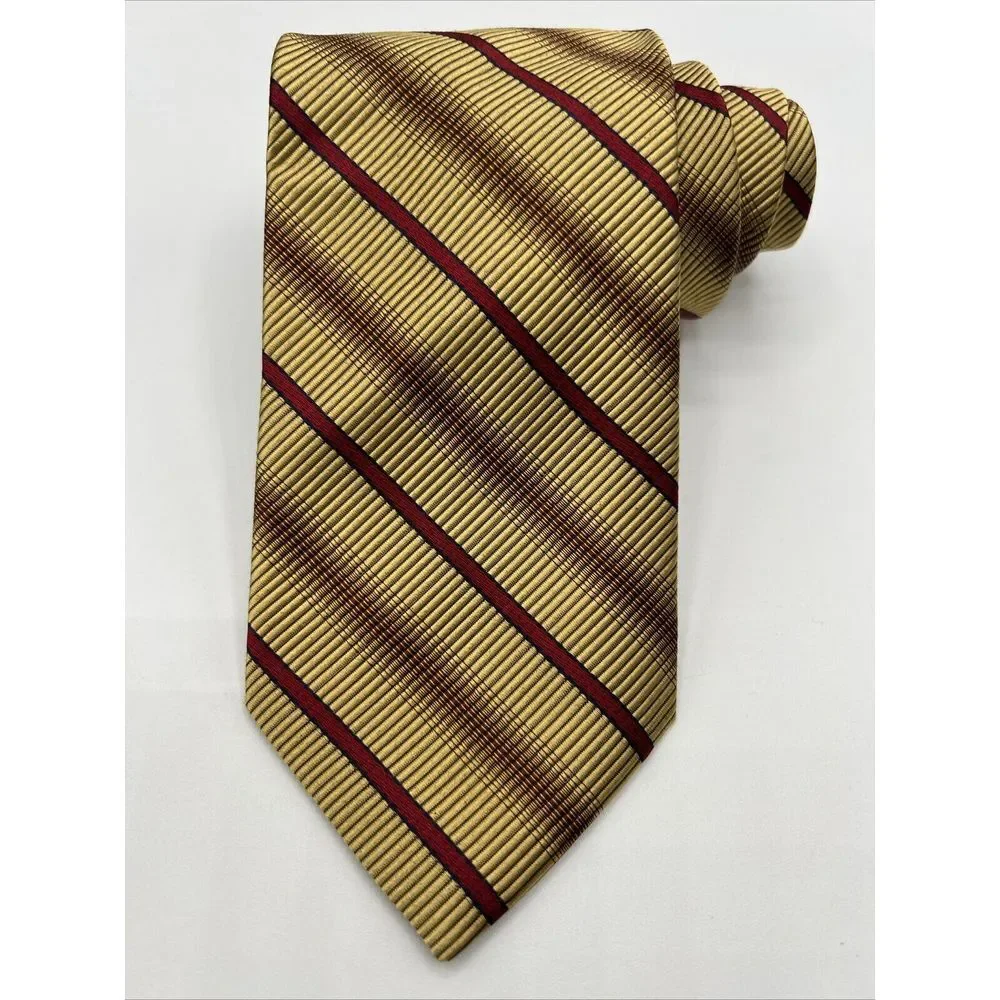 JOS A BANK Signature Collection Men's Silk Cotton Blend Necktie Gold Red Striped